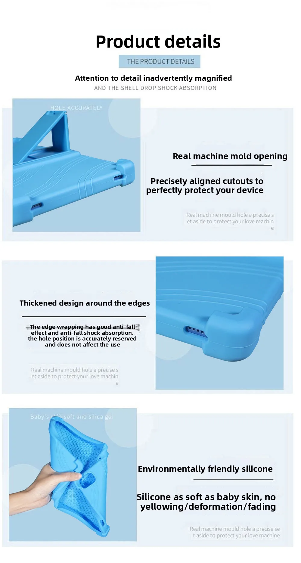 Für Maxsignage EP103A 10,1 Zoll Tablet-Hülle, Silikon-Schutzhülle, stoßfest, stoßfest, Ganzkörper-Stoßfänger mit erhöhten Kanten – Detail 6