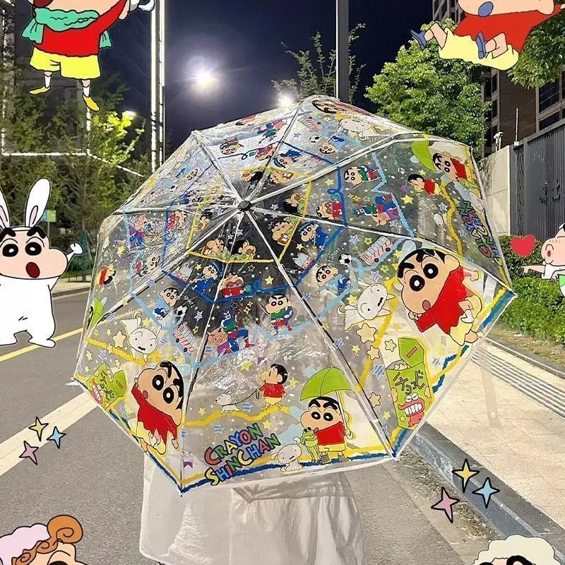 Crayon Shin-chan Shiro cartoon cute student umbrella kawaii graffiti painted transparent umbrella anime peripheral wholesale view 6