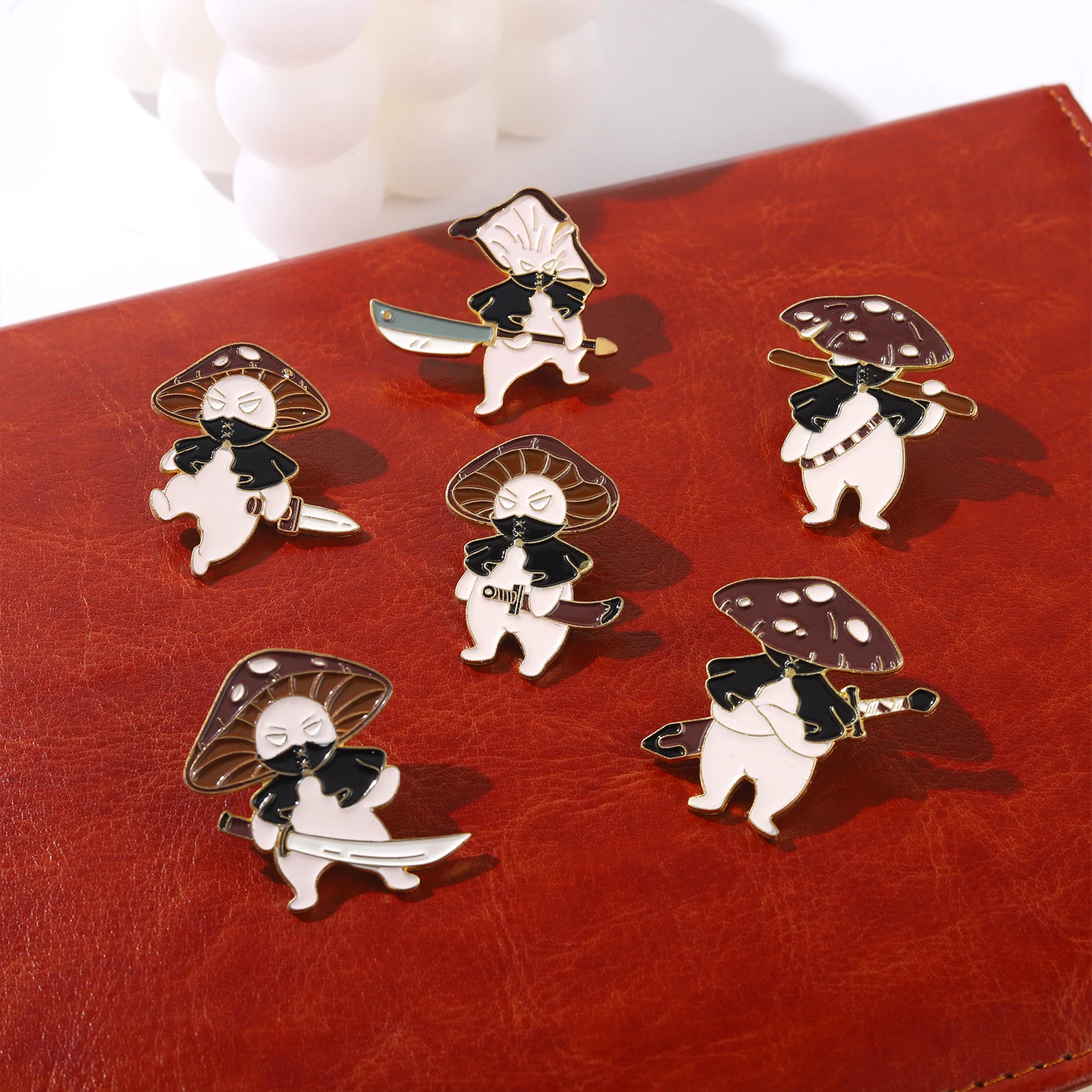 Royal Guards Swordsman Enamel Pin Black Shawl Badges Mushroom on Backpack Clothes Lapel Pins Jewelry Accessories Gifts Wholesale