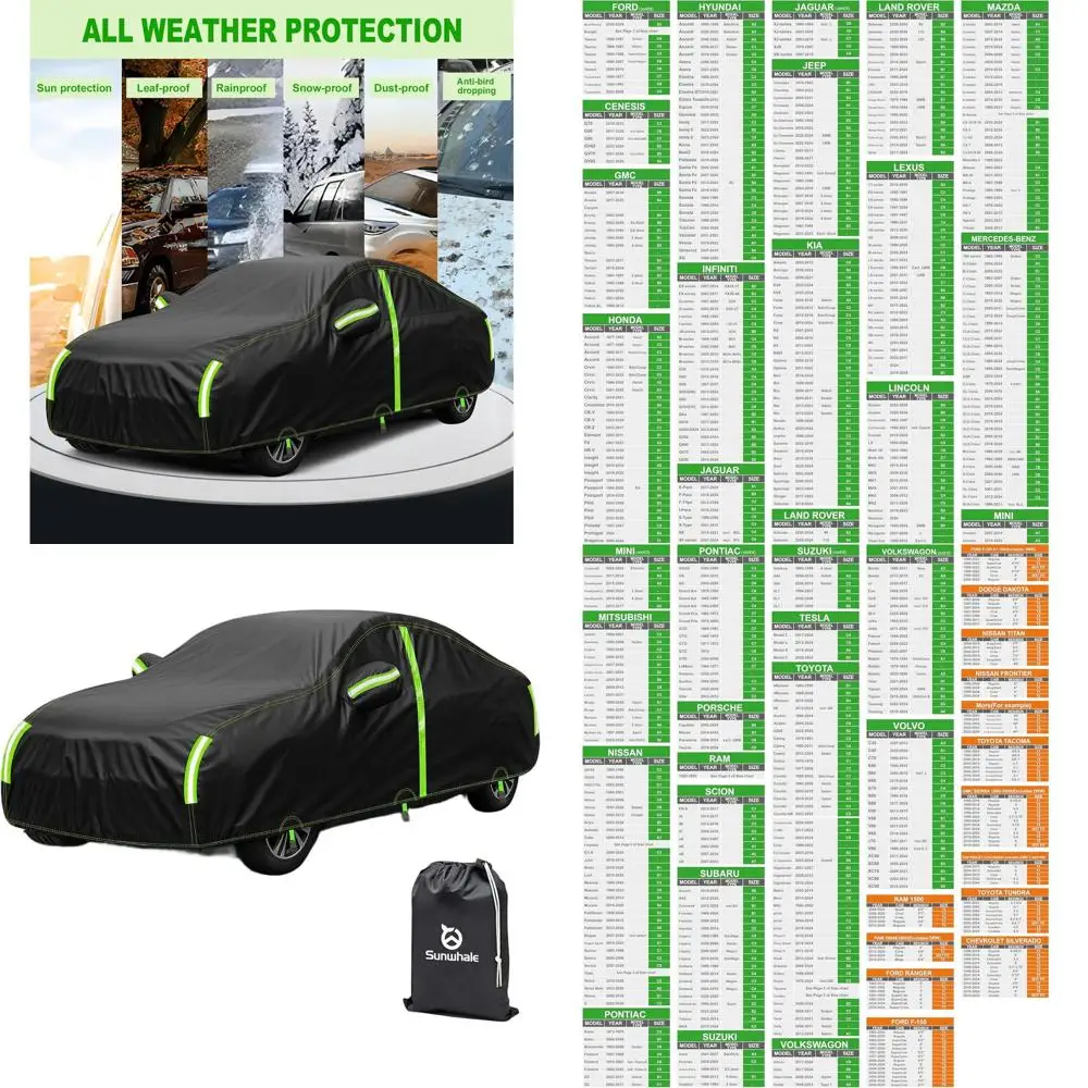

Universal Heavy-Duty Waterproof Car Cover for All Weather Protection, Snow, UV, Wind, Rain, Fits Sedans up to 212 inches