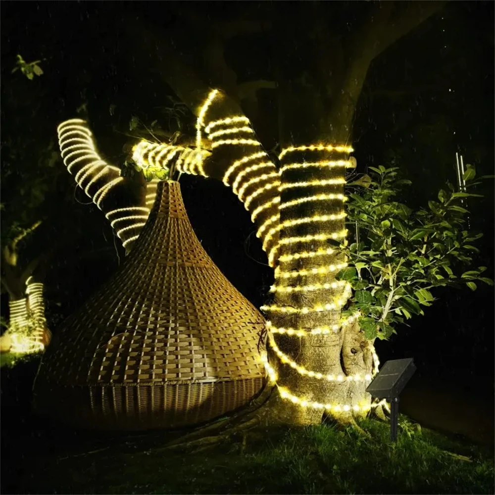 7M/12M/22M/32m Outdoor Solar Rohr Seil Led Licht Garten Weihnachten Dekoration fee String Licht Hochzeit Im Freien Party Led Lampe – Detail 8