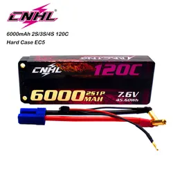 バッテリー6000mah,7.6v,11.4v,120c用ハードケース,車,ボート,トラック用のプラグ付き,15.2 s,3s,4s