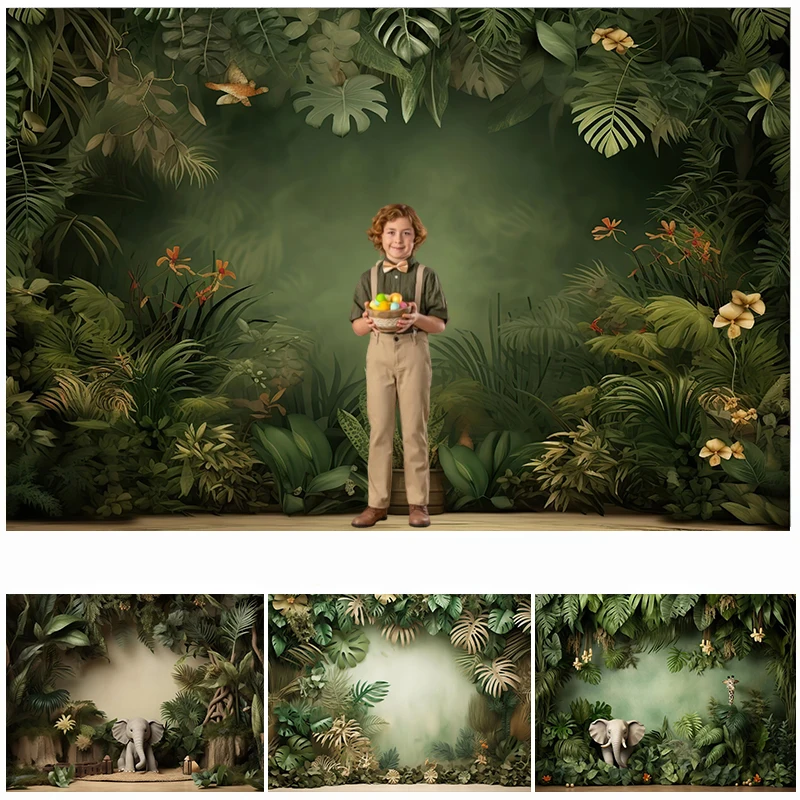 

LS Photography Backgrounds Tropical Jungle Wildlife Birthday Party Decor Cake Smash Baby Shower Kids Portraits Photo Backdrops