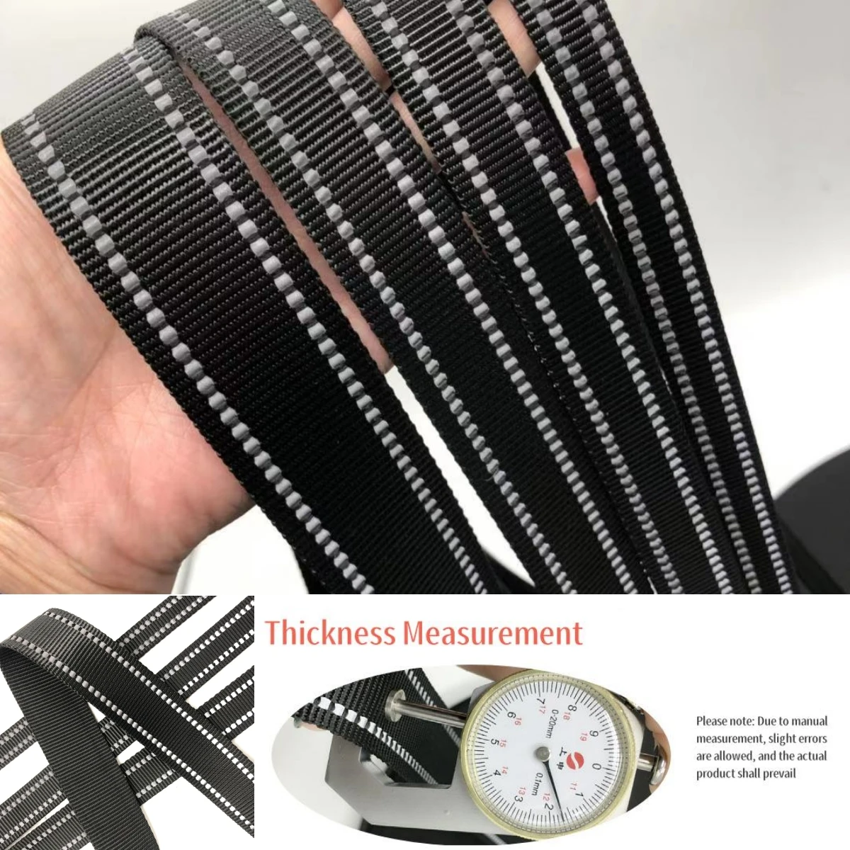 3mm Reflective Webbing Black Imitation Nylon Webbing High Brightness Pet Chest Strap Luggage Accessory Strap