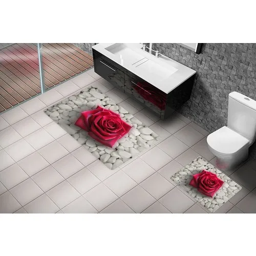 Cici Design Stone Pattern Red Rose Flower 3 Size Toilet Seat Pad/Bathroom Tasarımsı