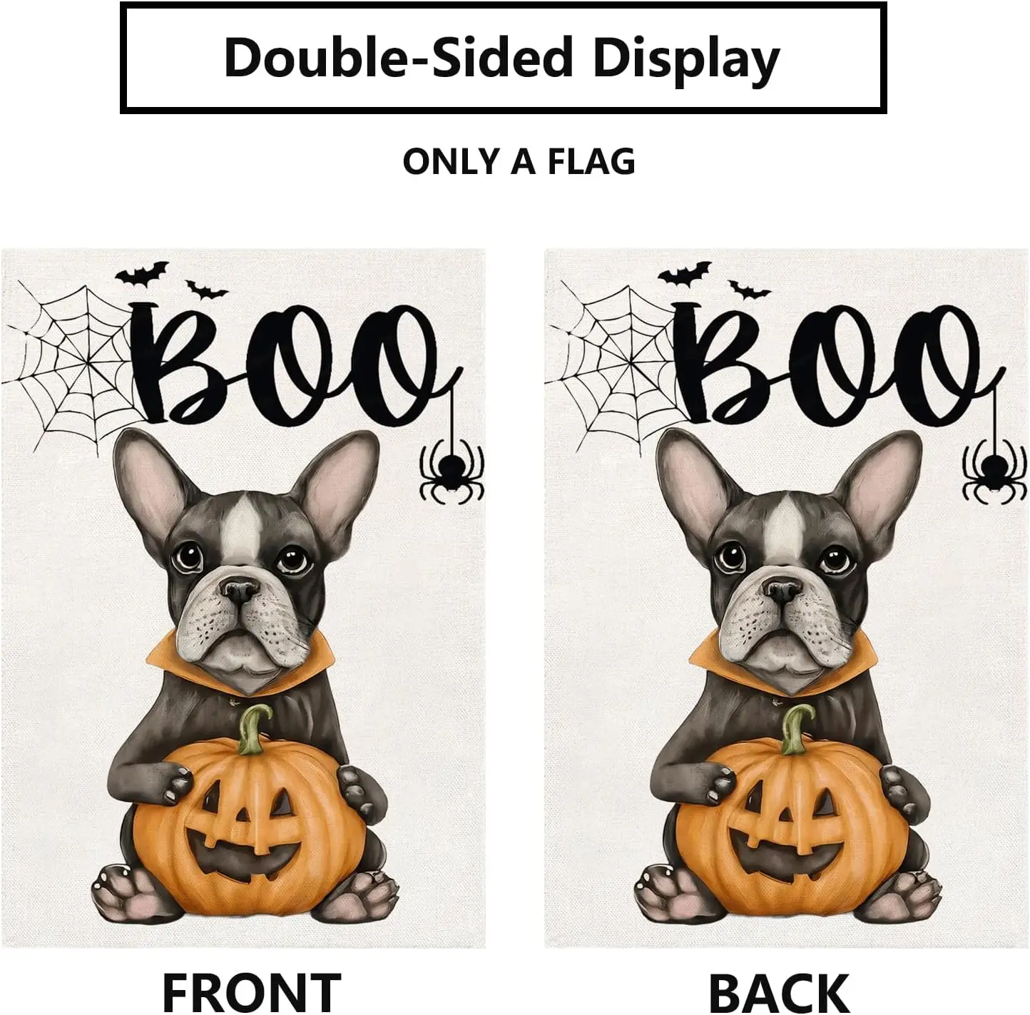 Halloween Dog Garden Flag 12x18 Inch Vertical Double Sided Pumpkin Boo Holiday Outside Decorations Burlap Yard Decor