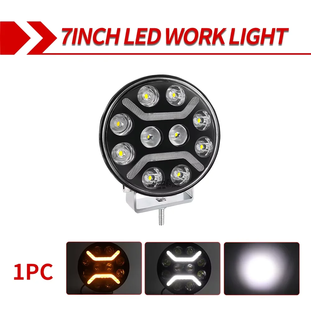 1/2 Stuks 7 Inch/9 Inch Ronde 120W Led Verlichting 12V 24V Geel Wit Led drl Off Road Mistlamp Voor Vrachtwagen 4X4 4WD Auto Accessoires