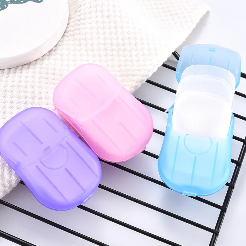 20pcs/box Disposable Soap Tablet Box Paper Portable Hand Washing Tablet Mini Soap Sheet Refill Bathroom Soap Travel Мыло