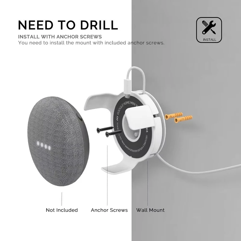 For Home Mini Wall Mount Bracket Holder for Home Mini Smart Speaker Cord Management Storage Hanger-A68X view 5