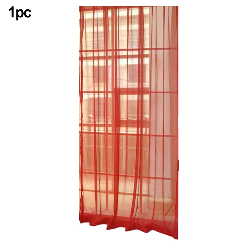 Door Casement Sheer Voile Curtain Decorate Your Home 1 Pcs 2m*1m(L*W)/78.7\'\'x39.4\'\' Divider Red Scarf Tulle