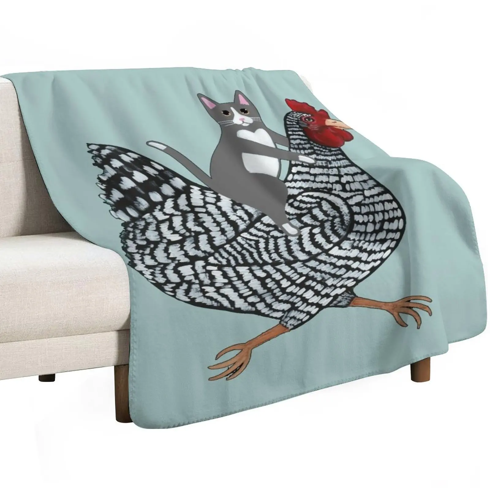 Grey Tuxedo Cat Chicken Ride Throw Blanket Weighted Heavy Baby christmas decoration Flannels cosplay anime Blankets