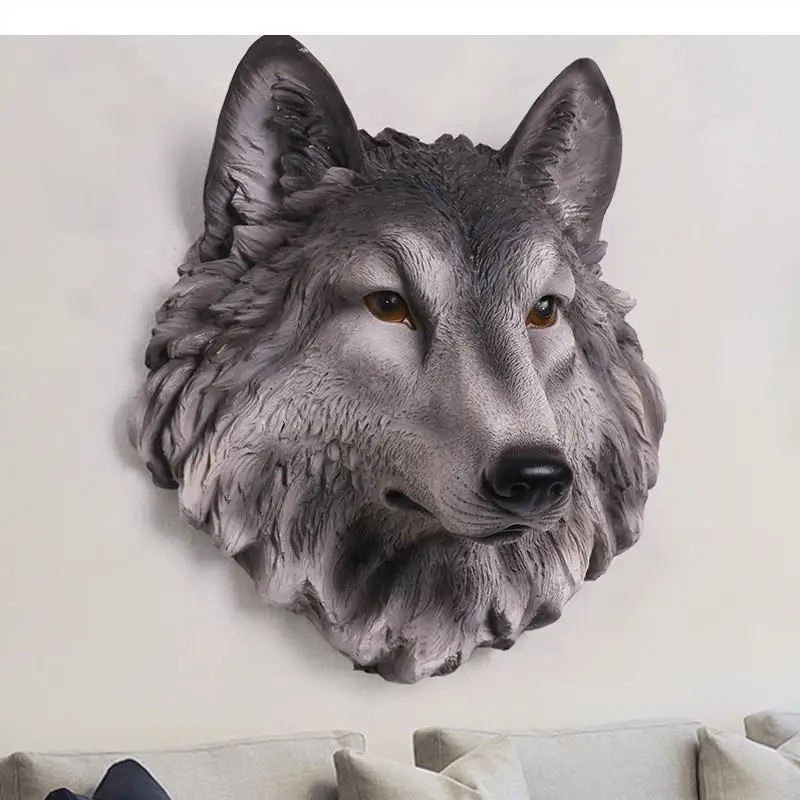 Resin Animal Wall Hangings Simulation Wolf Lion Tiger Bear Eagle Room Hanging Decorations Ornament