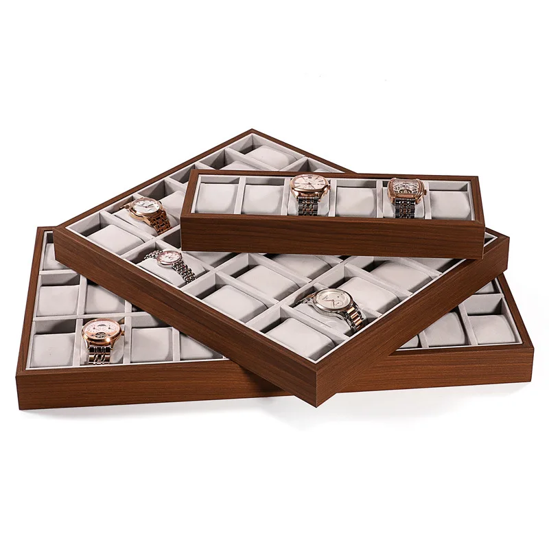 Walnut Wood Watch Display Tray – Multi-Function Watch Box & Jewelry Organizer
