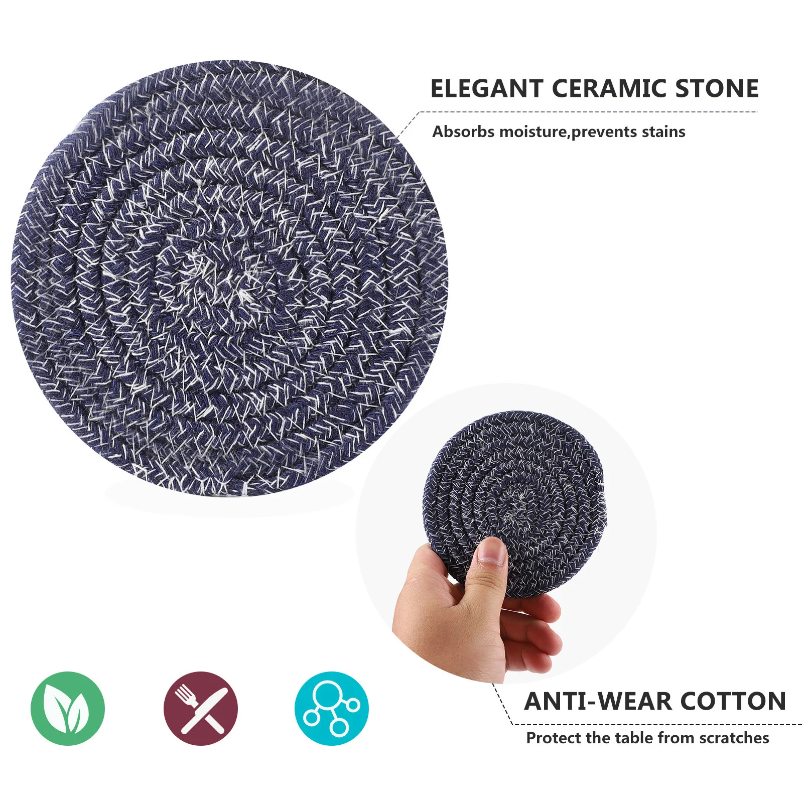 

5Pcs Coaster Mat Mugs Insulation Pad made Cotton Placemat HighHardness WearResistant ScratchProof Polyester
