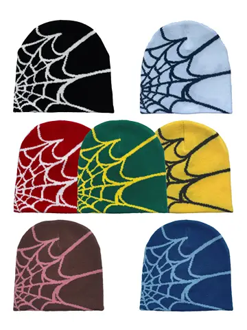 Unisex Spider Web Printed Knit Hat, Warm Outdoor Pullover Hat Personality Beanie Hat