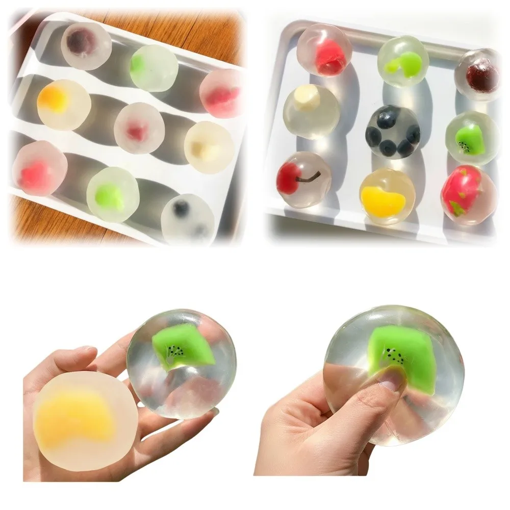 Pelota Antiestrés de Mochi con Forma de Fruta Simulada, Serie Mochi de Fresa, Blanda, Moldeable, Sensorial, Reutilizable, Sin Rebote