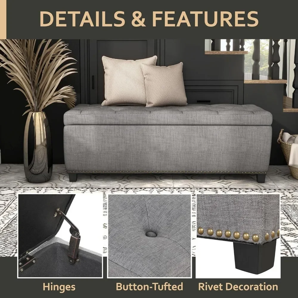 Stool for Living Room Dark Grey Hallway Ottoman Lifting Top Footstool Footstool  Shipping Footboard Storage Bench Seat Home