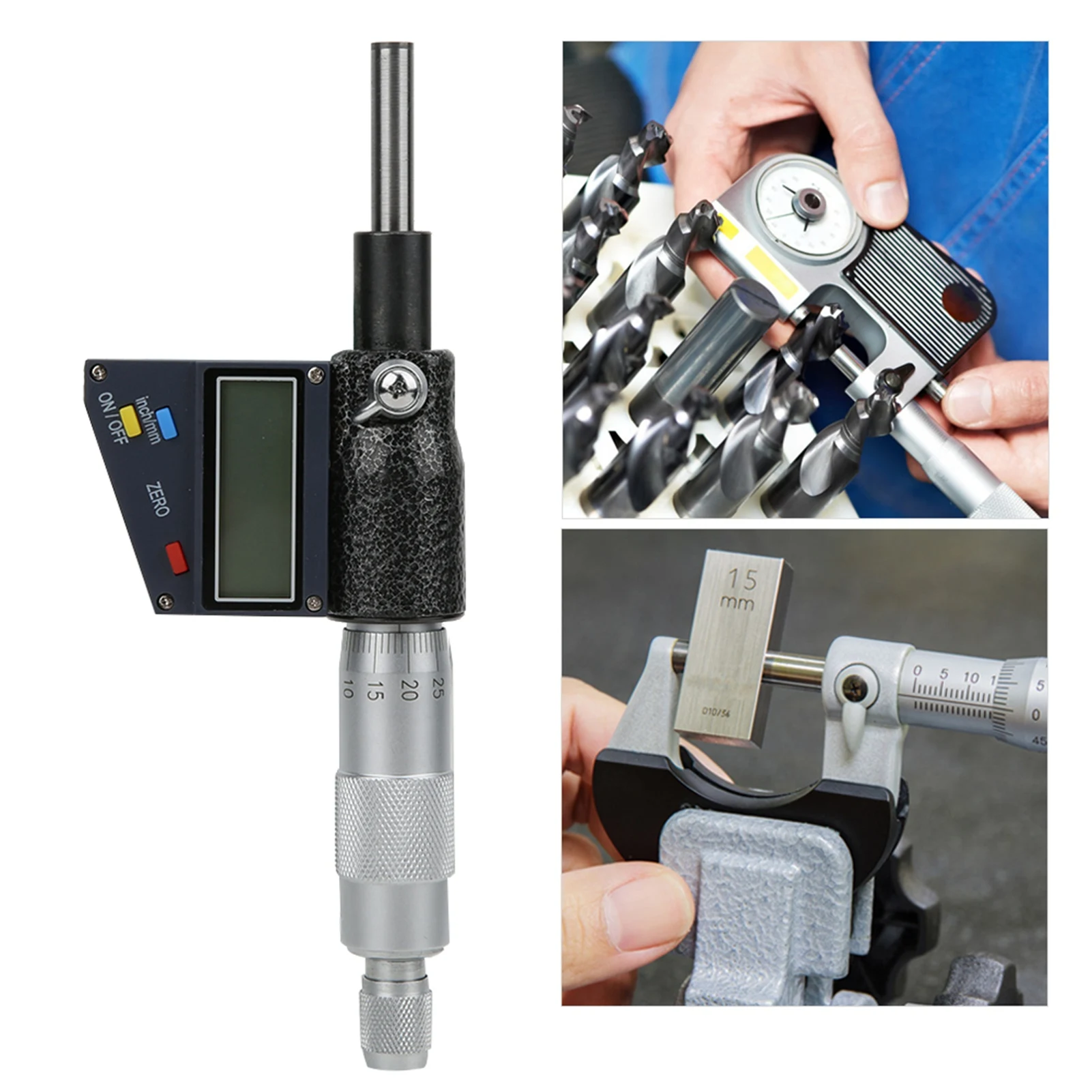 

Digital Micrometer Head High Accuracy Cemented Carbide Electric Meter Tool 0-25mm External Micrometer