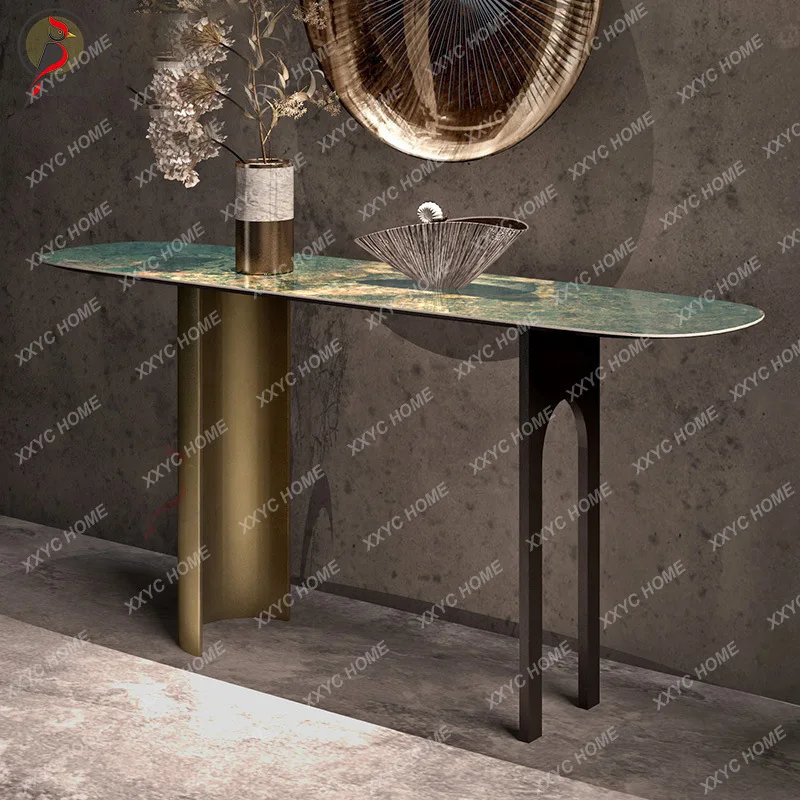 

LX very simple rock slab table light luxury modern wall strip case living room hall cabinet entrance door