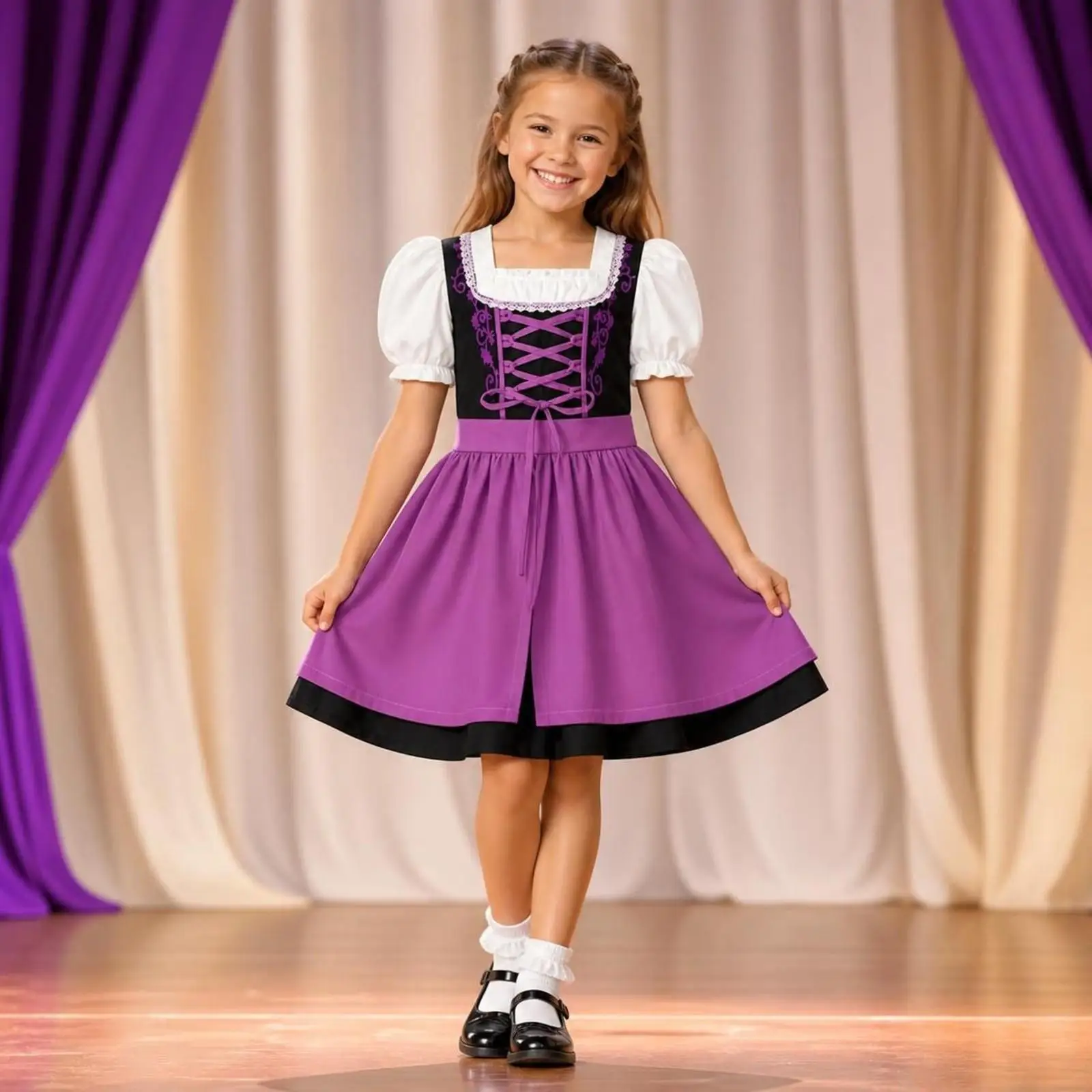Toddler Halloween Party Skirt with Tailored Bodice and Tie Waist for Active Movement and Creative Role Play