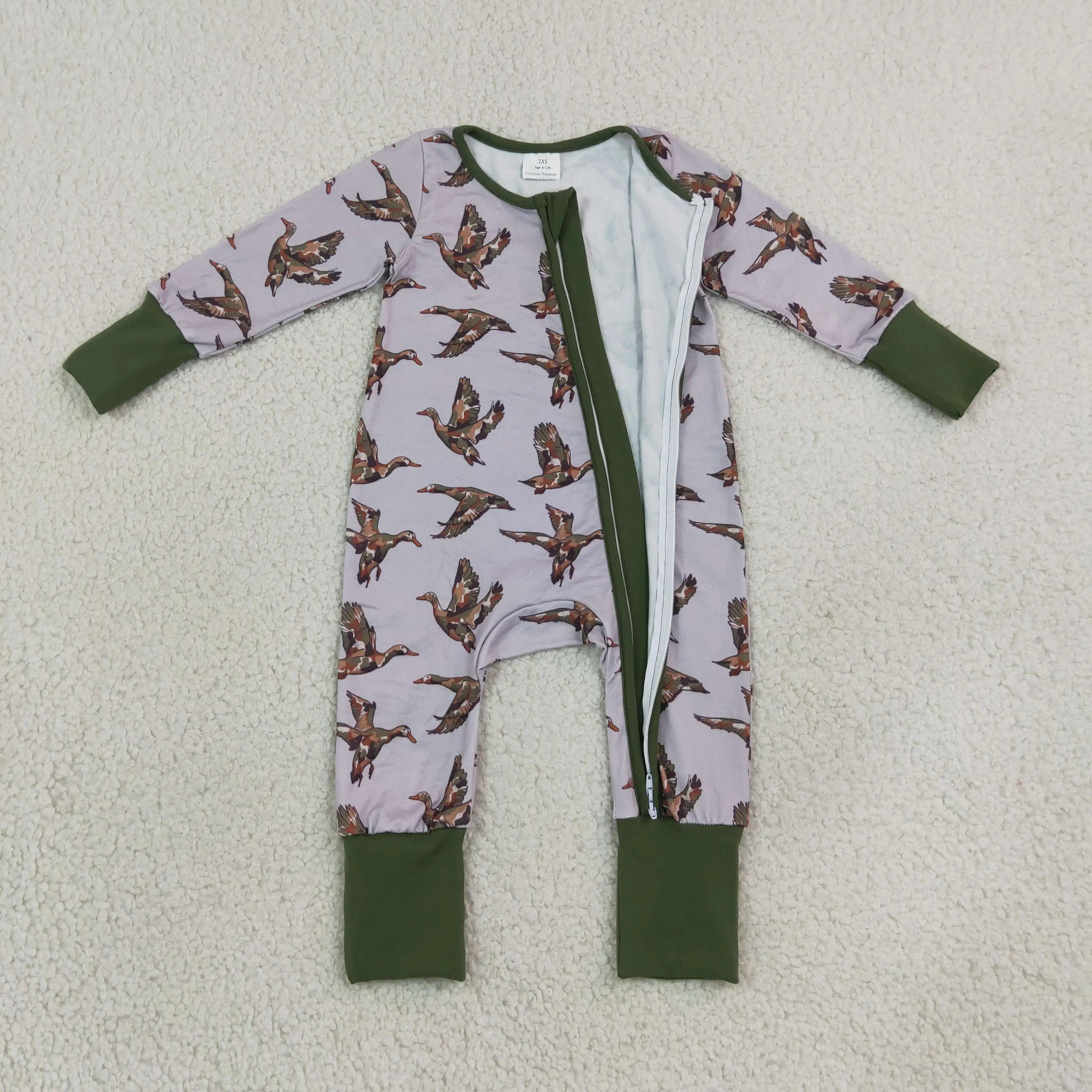 Wholesale Baby Boy Children Long Sleeves Camo Print Toddler Zipper Romper Kids Infant Newborn Ducks Coverall Bodysuit Clothes