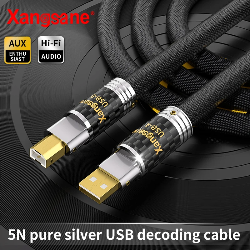

Xangsane 5n pure silver HiFi USB A to B cable amplifier sound card decoder data USB DAC/CD mixer cable transmission wiring