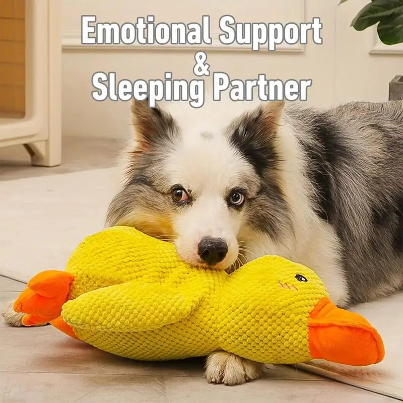 Pet Plush Toy Dog Calming Duck Stuffed Duck Toys Chew Toy Durable Squeaky for Puppy Pet Teeth Cleaning Chew Toy Pet Supplies