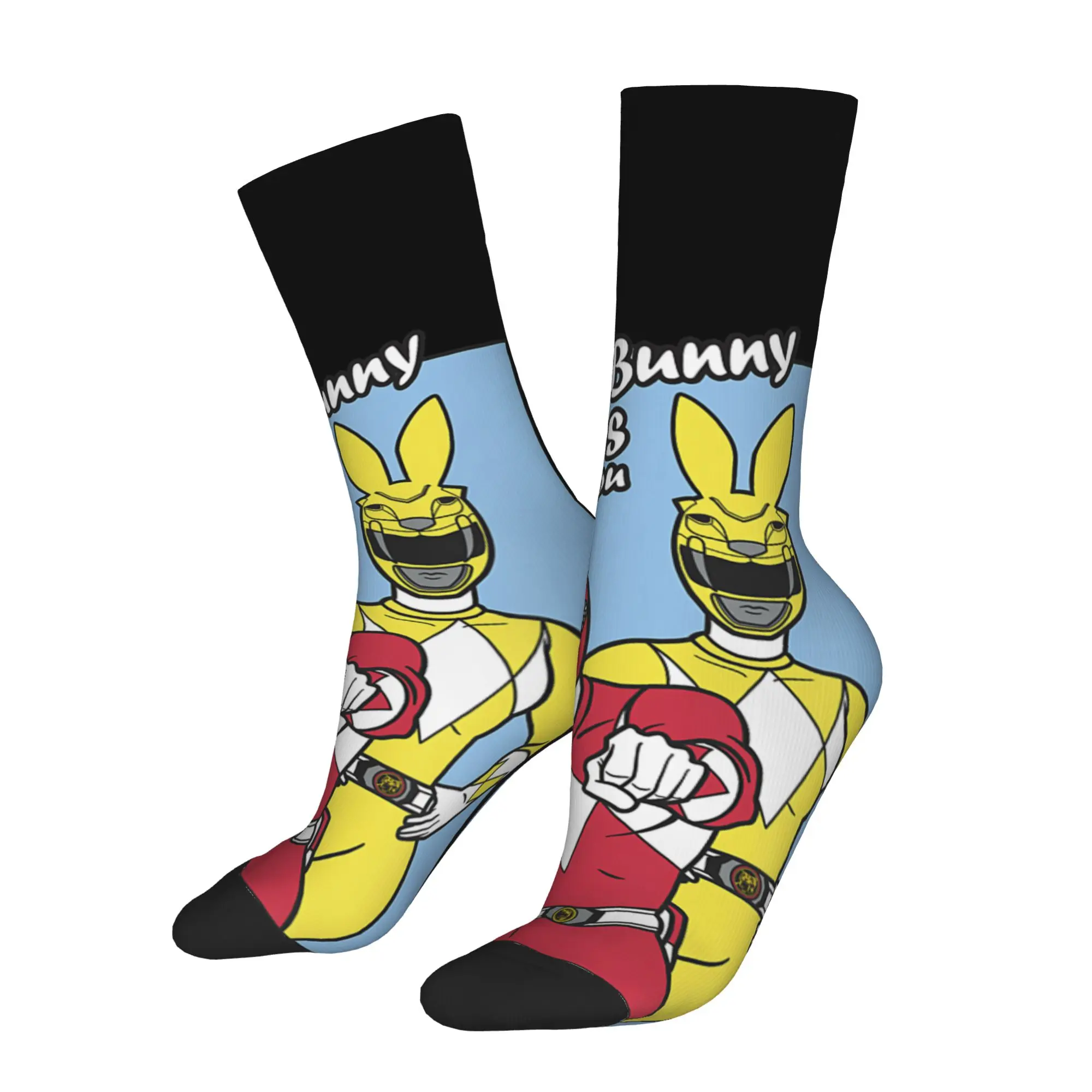 sports socks Power Rangers Yellow Red Easter Some Bunny Loves You Retro  Hip Hop Novelty Casual Crew Crazy Sock
