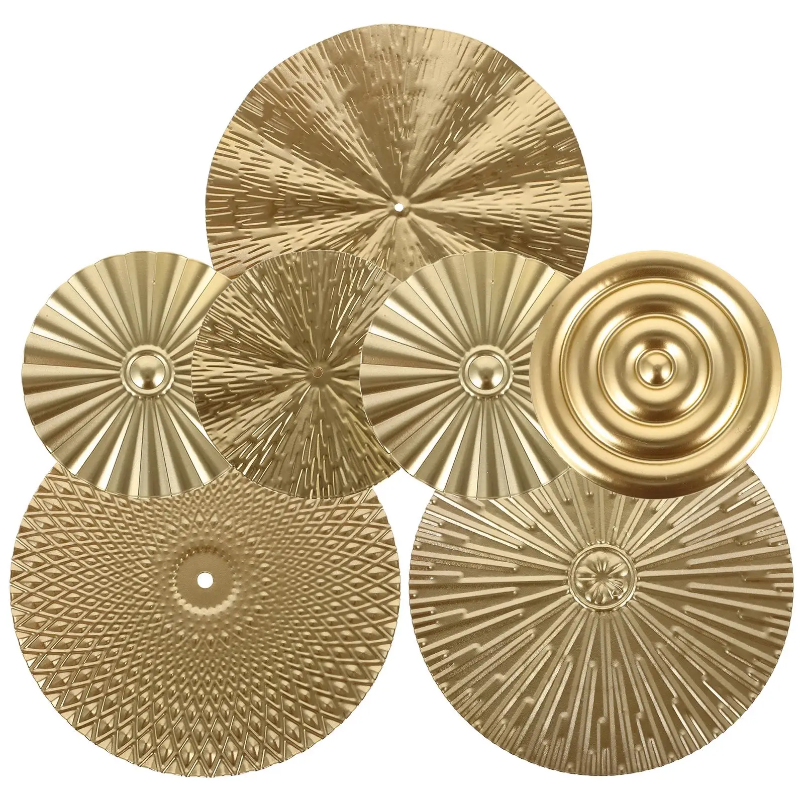 Light Luxury Golden Disc Wall Hanging Work Home Decor Metal Bronze Art for Living Room