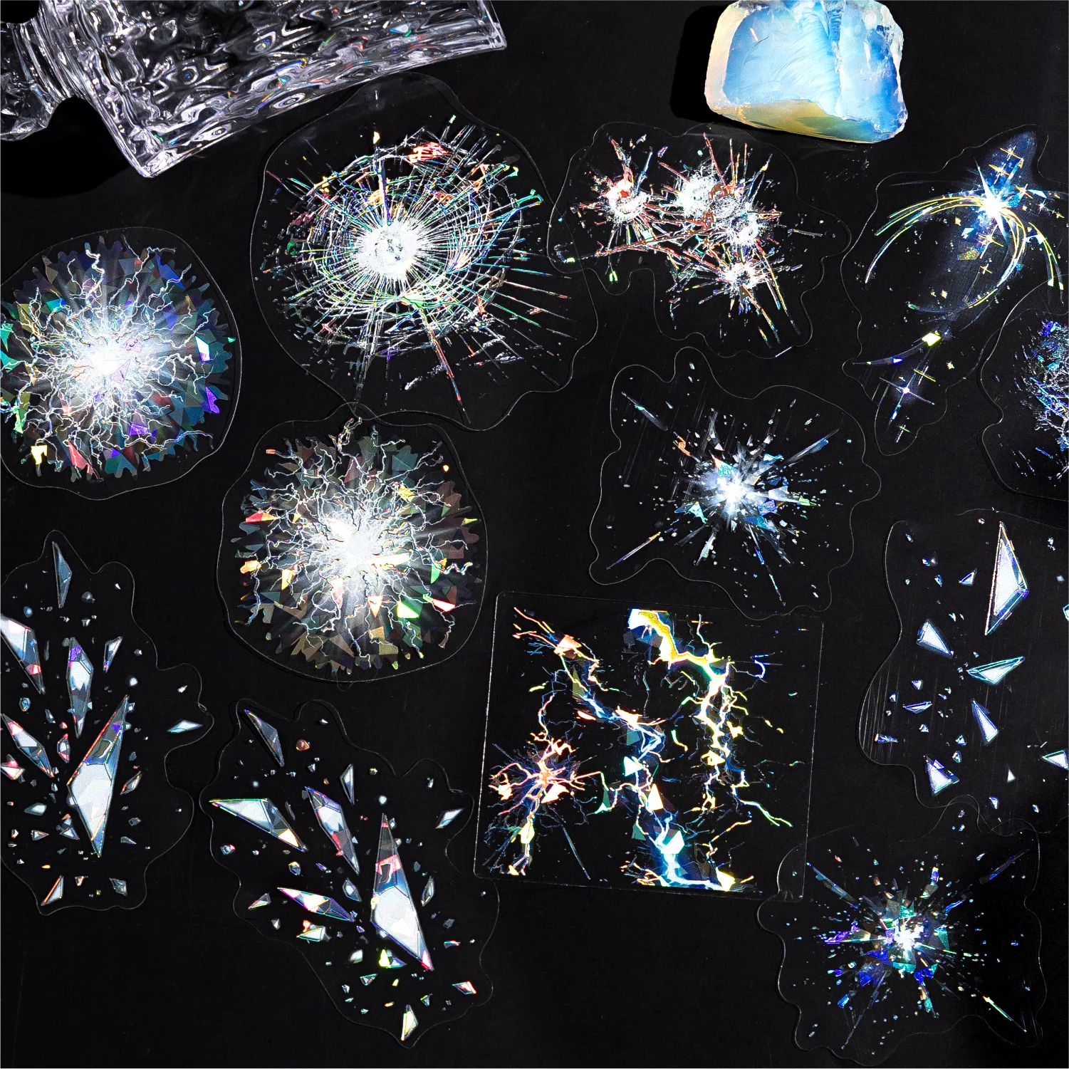 20 قطعة ثلاثية الأبعاد ليزر فضي PET ملصق حزمة DIY بها بنفسك سكرابوكينغ ديكور ألبوم صور القرطاسية الإبداعية ملصقات المواد الكولاج