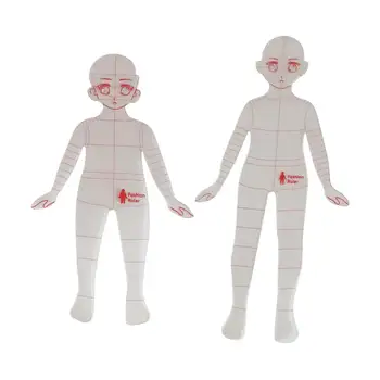 2 יח 'תבנית ציור אופנה סרגל מדידה מודלים לשקיעת בגדים עיצוב סרגל איור סימון כלי מעקב