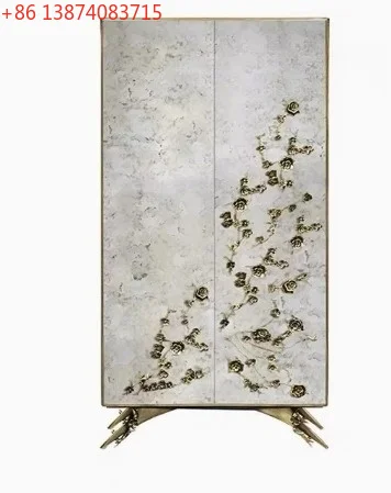 light luxury integrated wall locker high-end villa simple wardrobe creative pure copper high cabinet