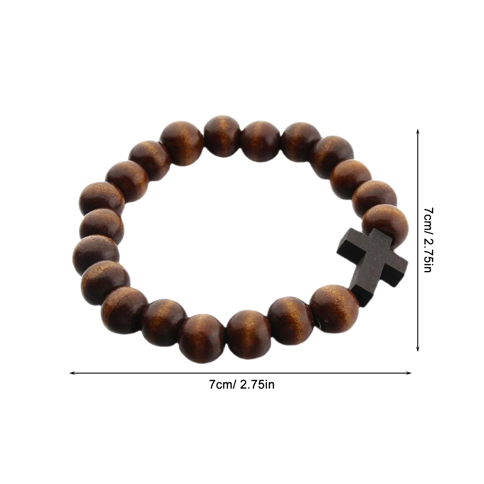 สร้อยข้อมือลูกปัดไม้ทำมือ 5 ชิ้น พร้อมจี้ไม้กางเขน สำหรับสื่อถึงศรัทธาทางศาสนา คริสต์นิกายคาทอลิก  เหมาะสำหรับผู้ชายและผู้หญิง