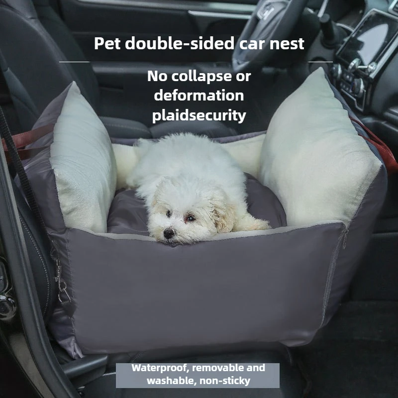 

Dog Car Seat with Safety Belt Four Season Universal Pet Ooster Nest Cushion Washable Dogs Cats Sofa Bedding Travel Mattress