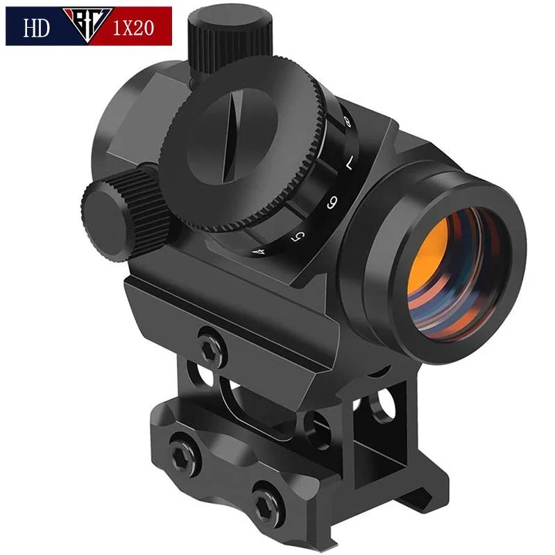 

1x20 Red Dot Sight 4 MOA Small Rifle Scope with 1 inch Riser Mount Tactical Airsoft Hunting Accessory Wargame T1G