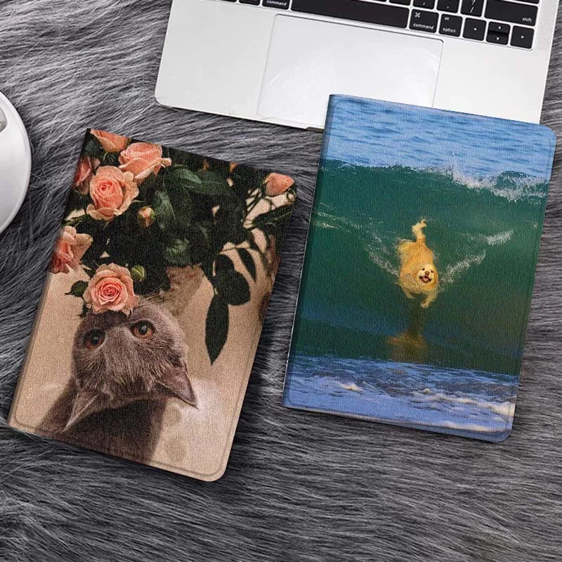 

Gray Cat Pink Roses Gift Tablet Case For Samsung Tab Galaxy S6 S11 A A7 A8 A9 A11 10.1 10.4 10.5 Plus Lite