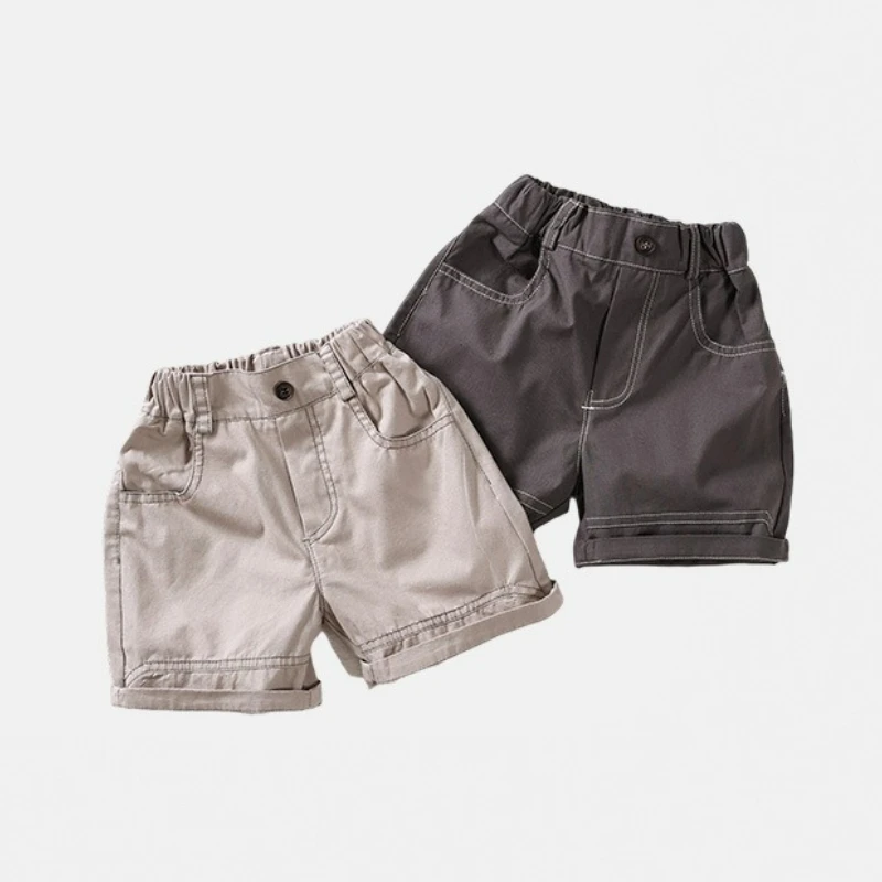 Summer Japanese Korean Kids Cargo Shorts: Soft Cotton Unisex Girls Workwear Pants for Toddler to Children Casual Shorts for Boys