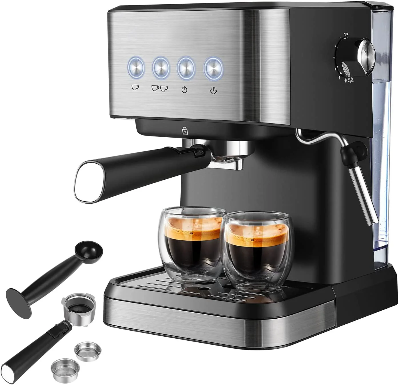 Stainless Steel Multifunctional Espresso Cup Maker Semi-Automatic Electric Coffee Machine Portable for Household Commercial Use
