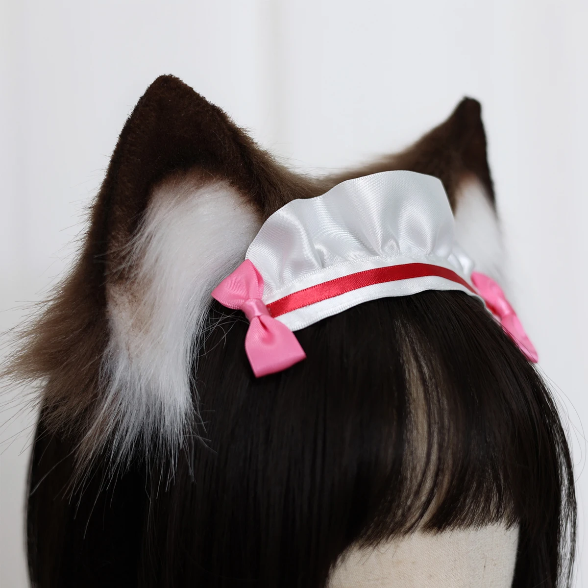 New NEKOPARA Chocola Vanilla Cosplay White Yellow Cat Neko Fox Ears Hair Hoop Headband Tail Hand Work Costume Accessories