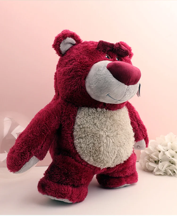 Kawaii Erdbeer-Lotso-Bär Flauschiges Spielzeug aus Toy Story 3, Cartoon-Stofftier, Niedliche Puppe, Anime-Figur, Weihnachts- und Geburtstagsgeschenk für Kinder und Mädchen, Neu – Detail 2