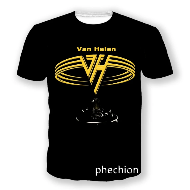 phechion New Fashion Men/Women Van Halen Band 3D Printed Short Sleeve T-Shirt Casual T Shirt Sport Hip Hop Summer Tops L23