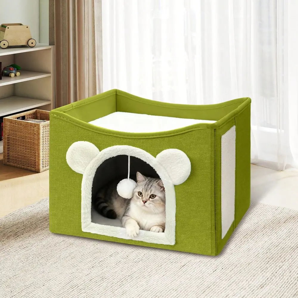 

Dog House Dog Kennel OutdoorHouses For Indoor Cats Large Cat Bed Cave With Ch Pad And Fluffy Ball, Foldable Cat Condo Hideaway W