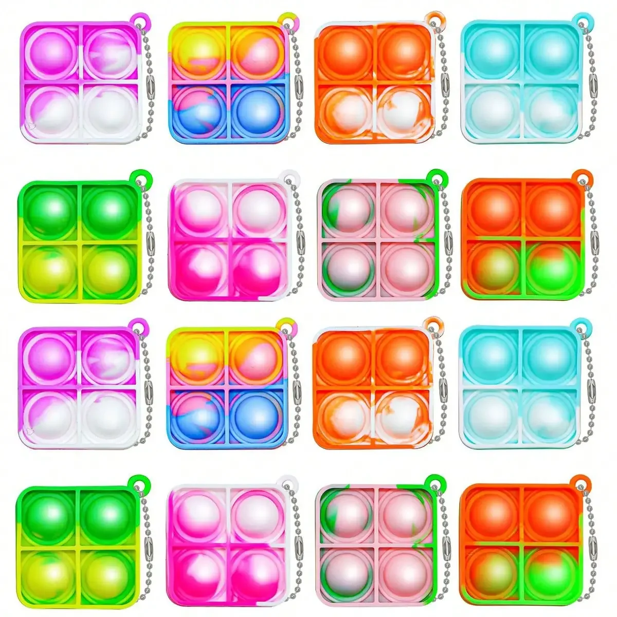 10pcs Mini Keychain Backpack Pendant Finger Bubble Pops Stress Relief Toy Gift For Festival Party Gathering Favors