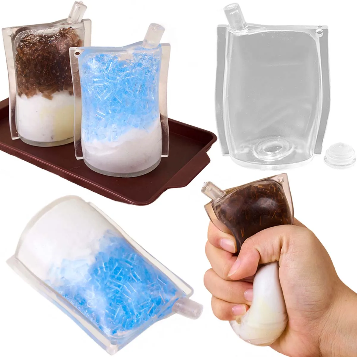 DIY Flaschenförmiger TPR Transparenter Hohlball zum Selbstgestalten, Handgemachtes Squishy Fidget Toy Zubehör, Befüllbares Quetsch-Bastelwerkzeug