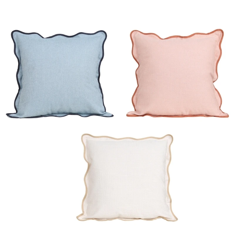Polyester-Kissenbezug, 45 quadratisch, dekorativer Schonbezug mit Randbesatz für Stuhl, Sitz, Sofa, Akzent, 3 x – Detail 1