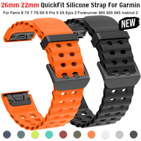 26mm 22mm Silicone Strap For Garmin QuickFit Band Fenix 8 47mm 51 7X 7 7S 6X 6 Pro 5 5X Epix 2 Forerunner 965 955 945 Instinct 2