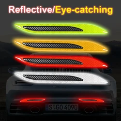 2Pcs Universal Carbon fiber Car Sticker Bumper Protector Reflective Strips Truck Auto Motorcycle Anti-Scratch Warning Stickers