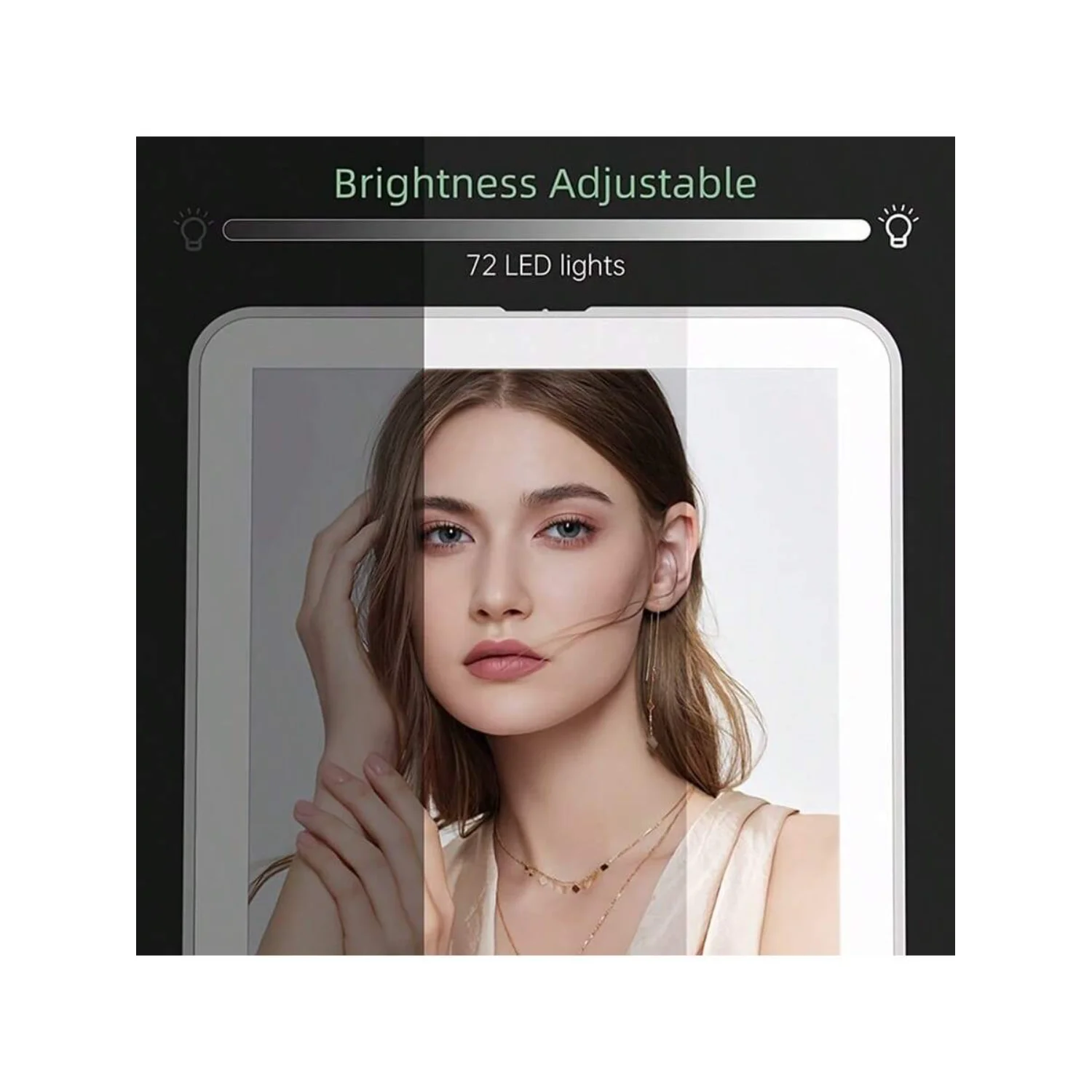 Specchio per trucco da viaggio a LED con ricarica USB con 3 colori di illuminazione, superficie lucida, portatile pieghevole per tavolo da trucco, ricaricabile