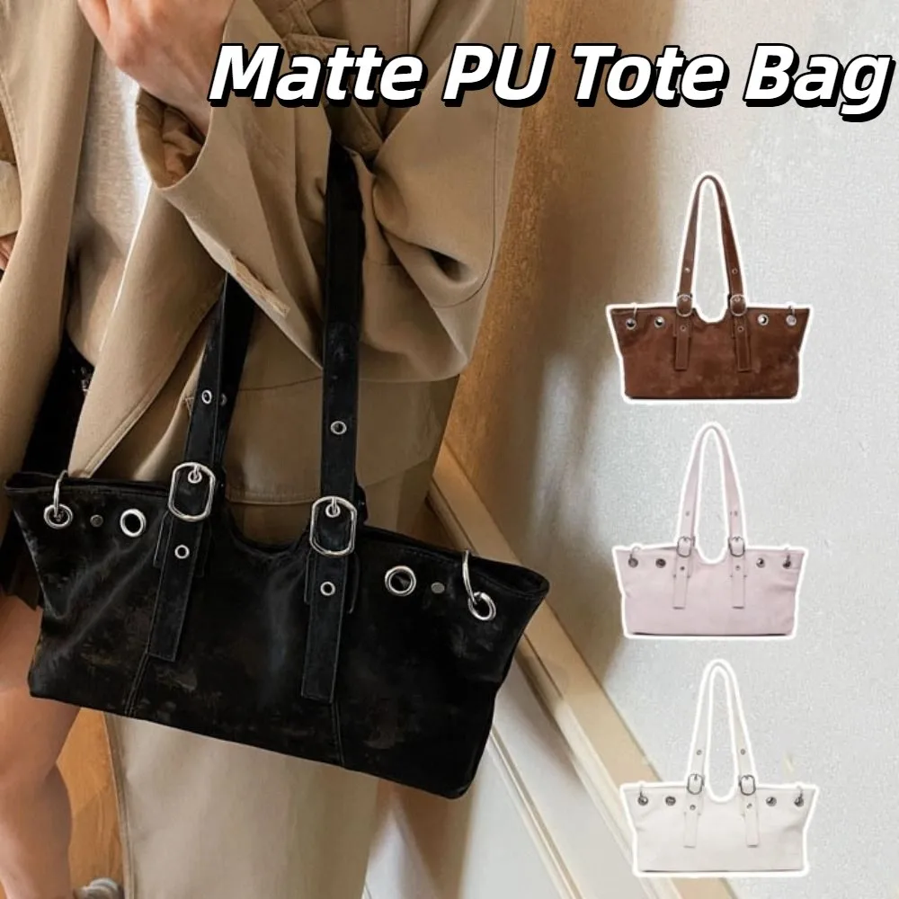 

Korean Style Matte PU Tote Bag Solid Color Tote Bag Large Capacity Handbag Large Capacity Ethnic Style Underarm Packs Women
