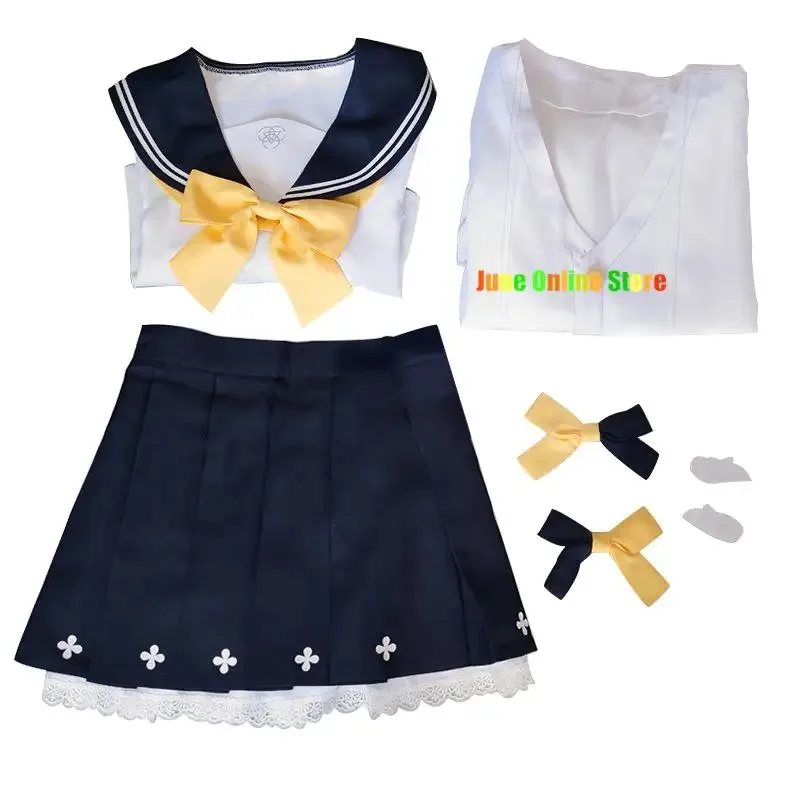 qq38Juego de anime archivo azul Ajitani Hifumi disfraz de Cosplay para mujeres trajes de marinero para adultos uniforme JK chaqueta sombreros con lazo Halloween